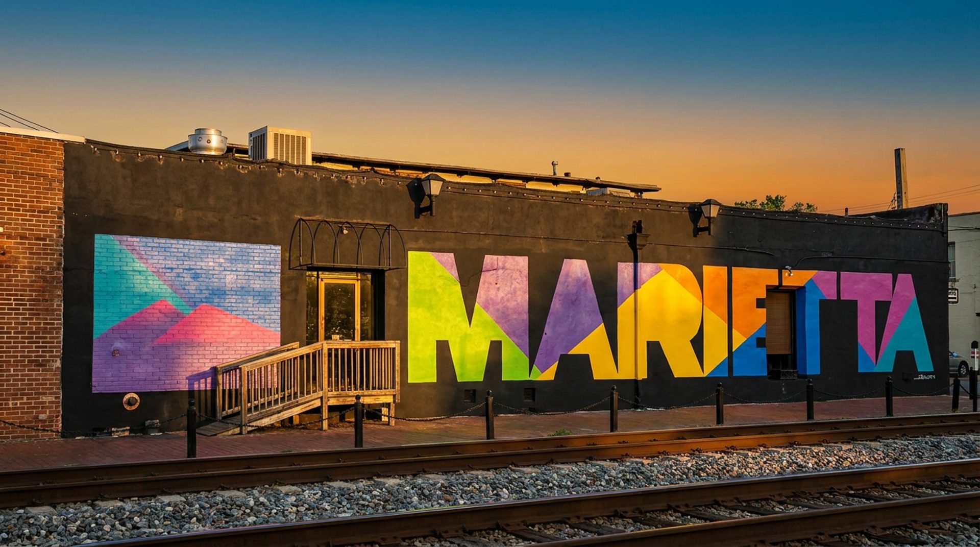 On Marietta Square, next to the tracks